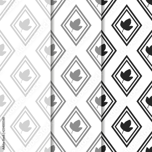seamless geometric abstract pattern with floral motive rhombus and leave