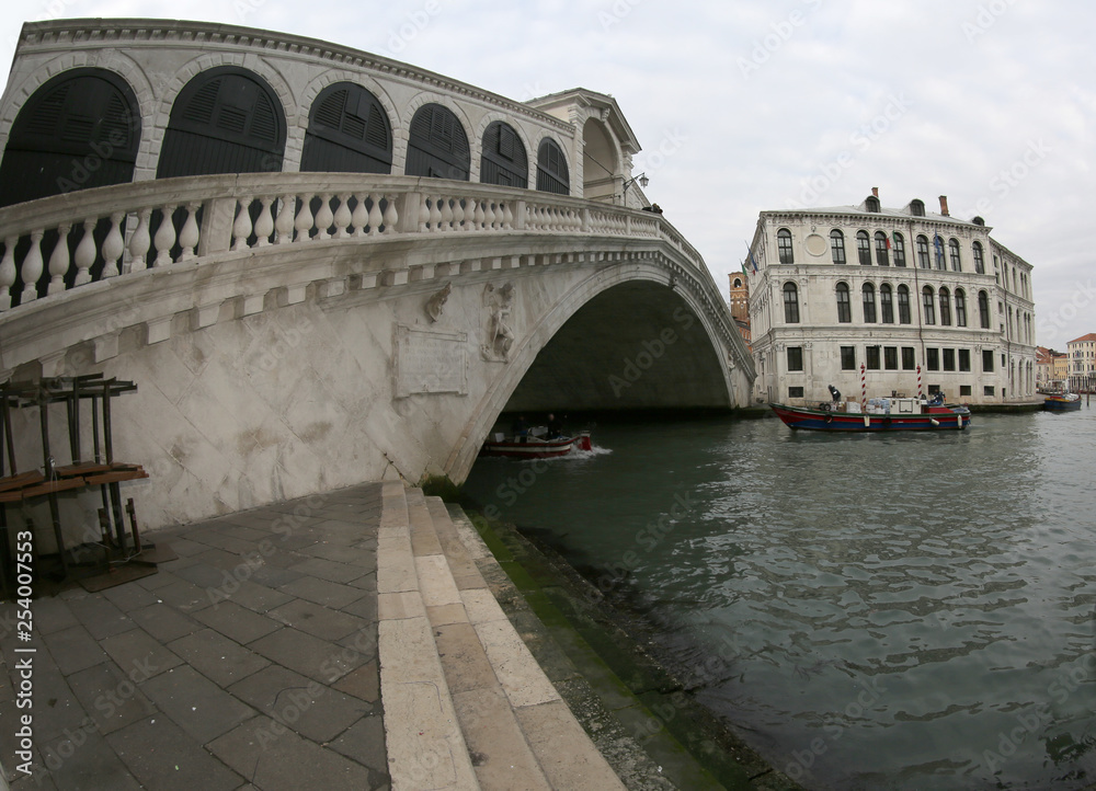 most famous bridge in Venice in Italy called Ponte di Rialto on