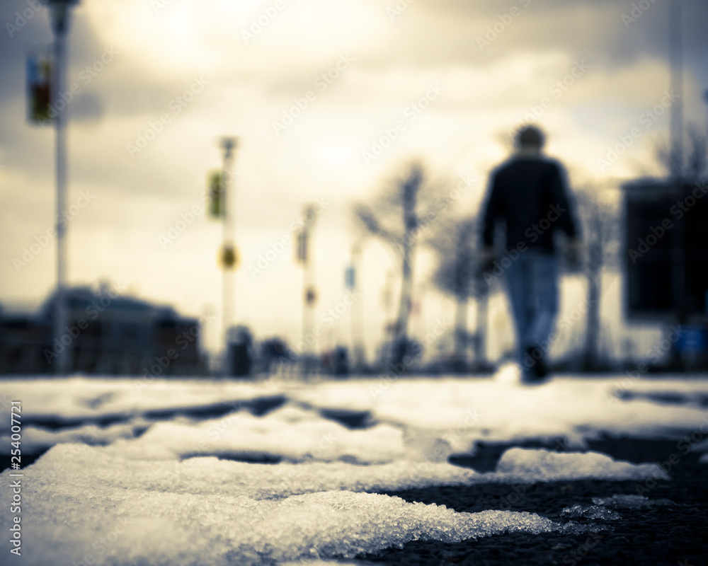 person walking in winter park person walking in winter park