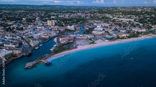 Aerial View to the White Sands of the Barbados Beach, Caribbean © Dave