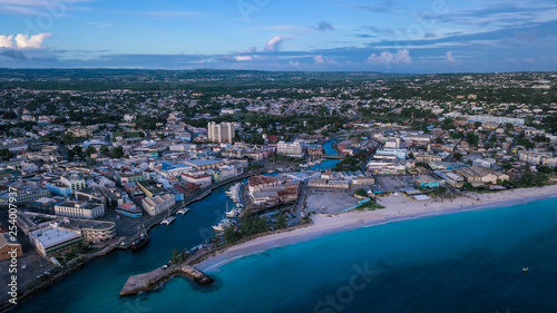 Aerial View to the White Sands of the Barbados Beach, Caribbean © Dave