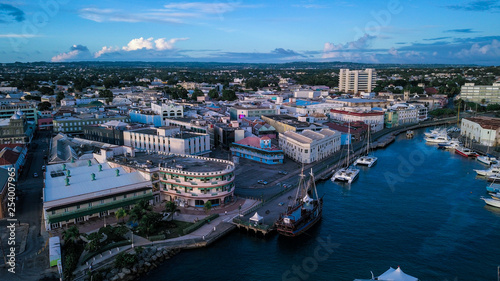 Aerial View to the White Sands of the Barbados Beach, Caribbean