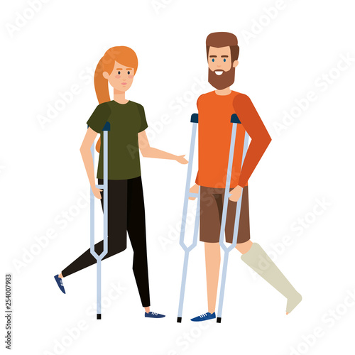 couple in crutches characters