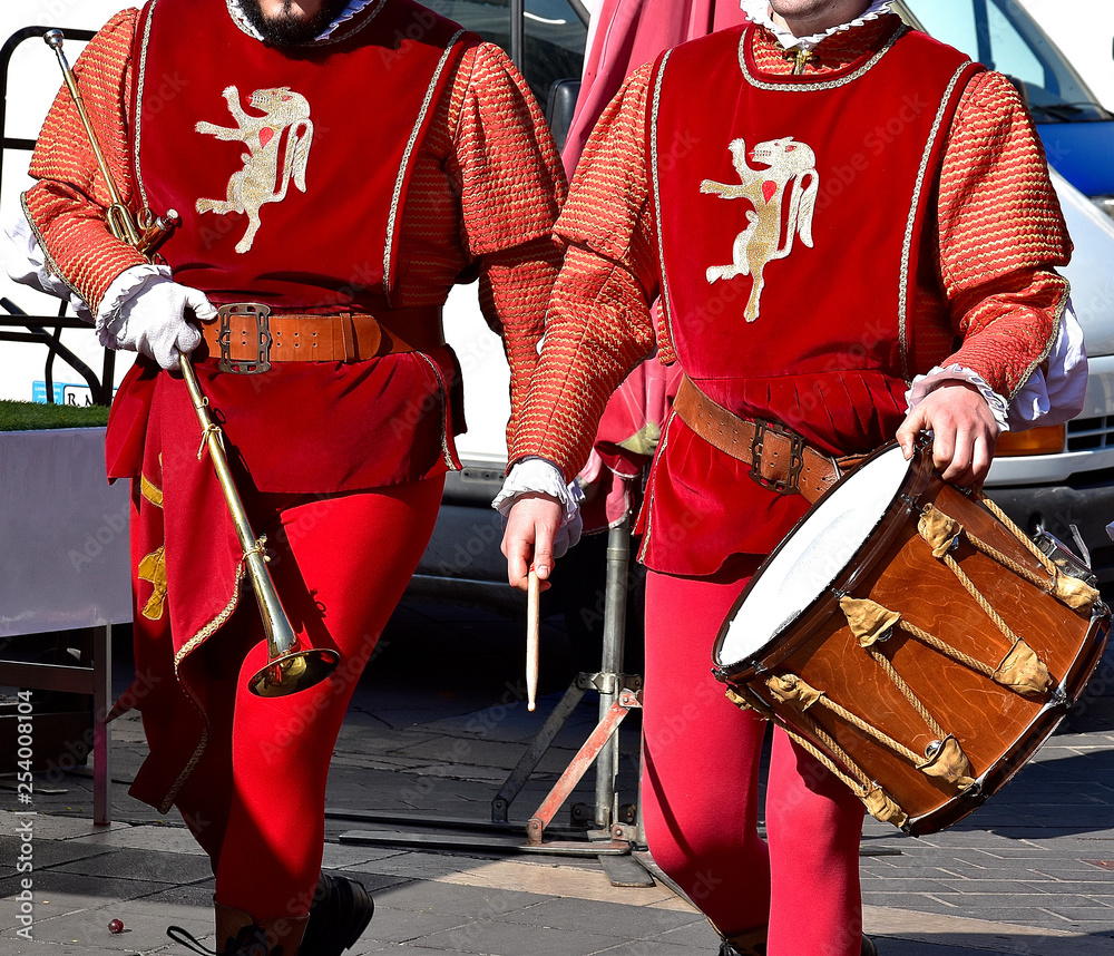 marching band in carnival costumes  in Nice