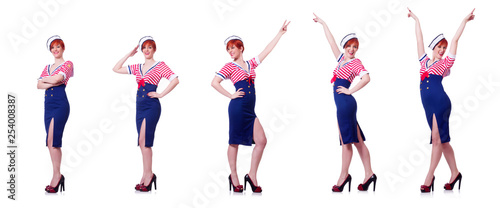 Airhostess isolated on the white background