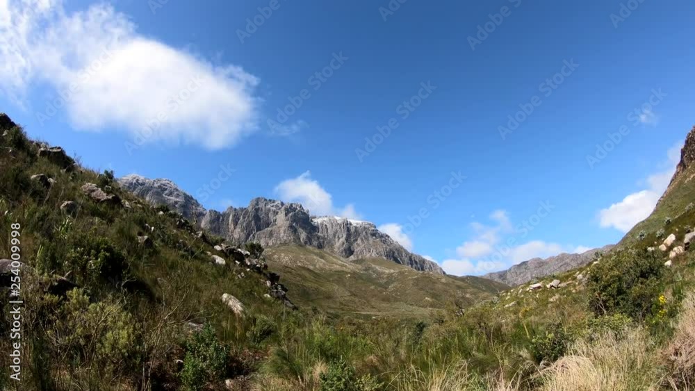 Timelapse of clouds moving over snowy mountains in South Africa. Timelapse of clouds moving over snowy mountains in South Africa.
