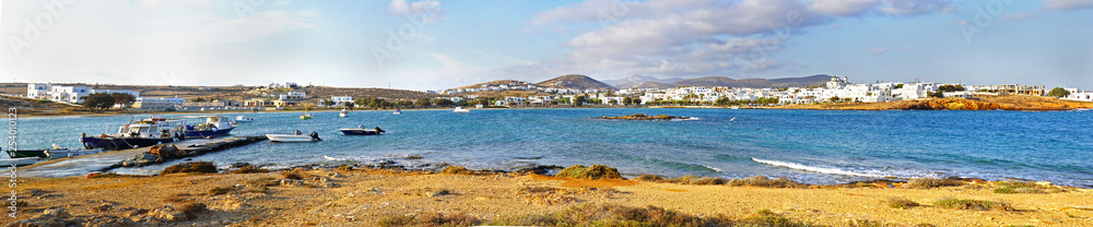 view from the sea of the surroundings of less known Naoussa of the marina