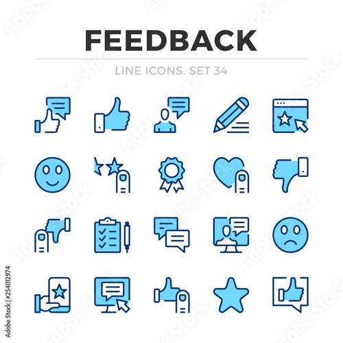 Feedback vector line icons set. Thin line design. Modern outline graphic elements, simple stroke symbols. Feedback icons