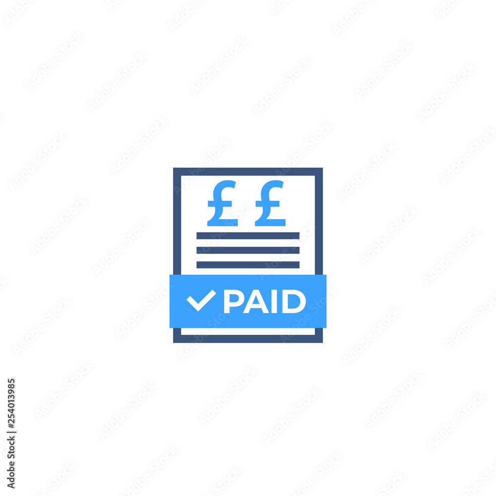 paid bills icon with pound
