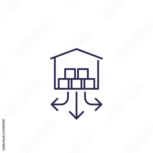 distribution center, warehouse line icon