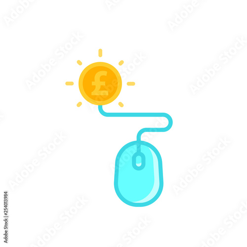 pay per click icon with mouse and pound coin