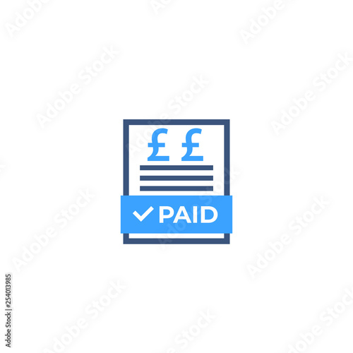 paid bills icon with pound