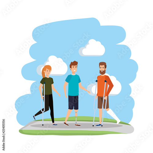 couple in crutches characters
