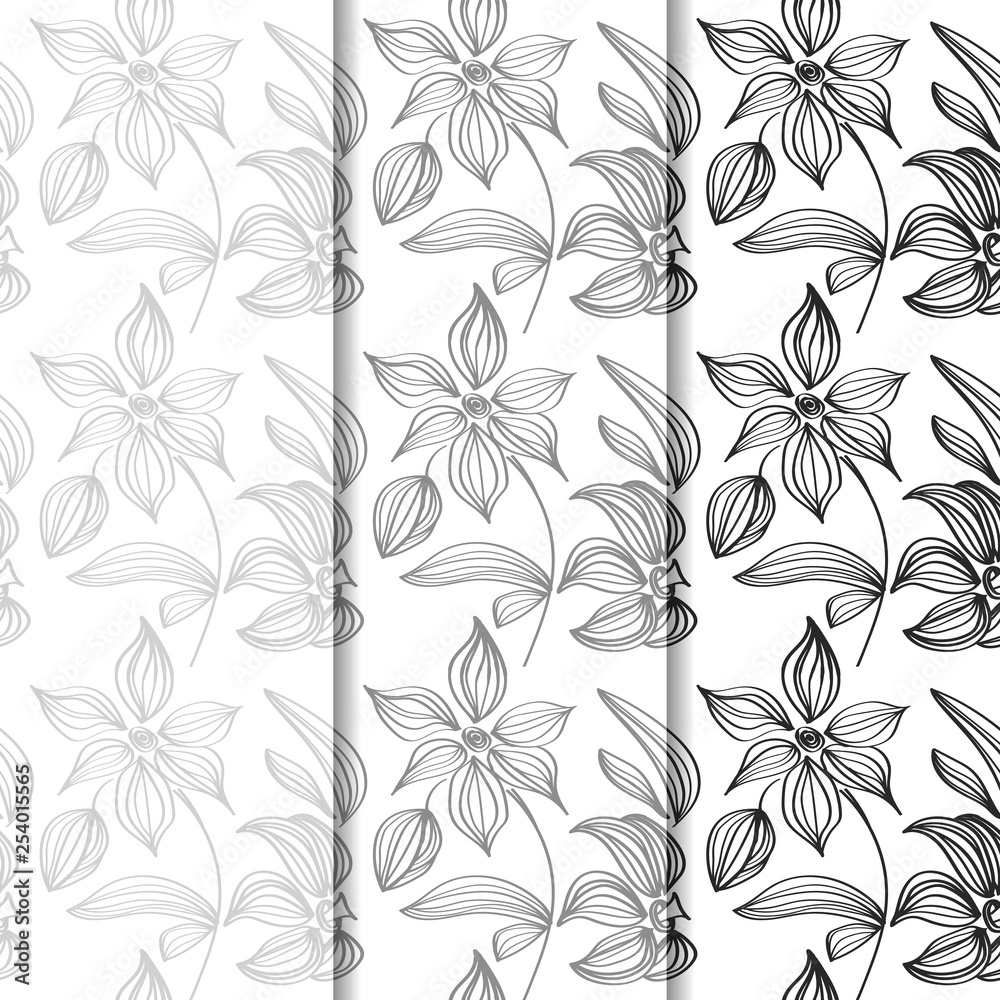 floral seamless pattern with flowers and leaves