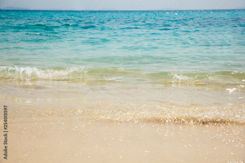 Beautiful tropical beach with clear blue water. Summer background Beautiful tropical beach with clear blue water. Summer background