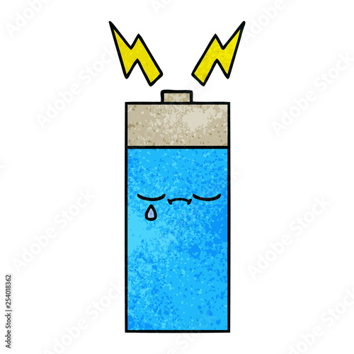retro grunge texture cartoon battery