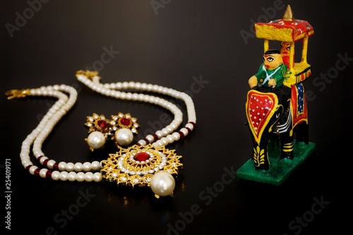 Necklace earrings elephant doll mahout
