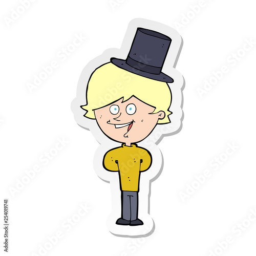 sticker of a cartoon man wearing top hat