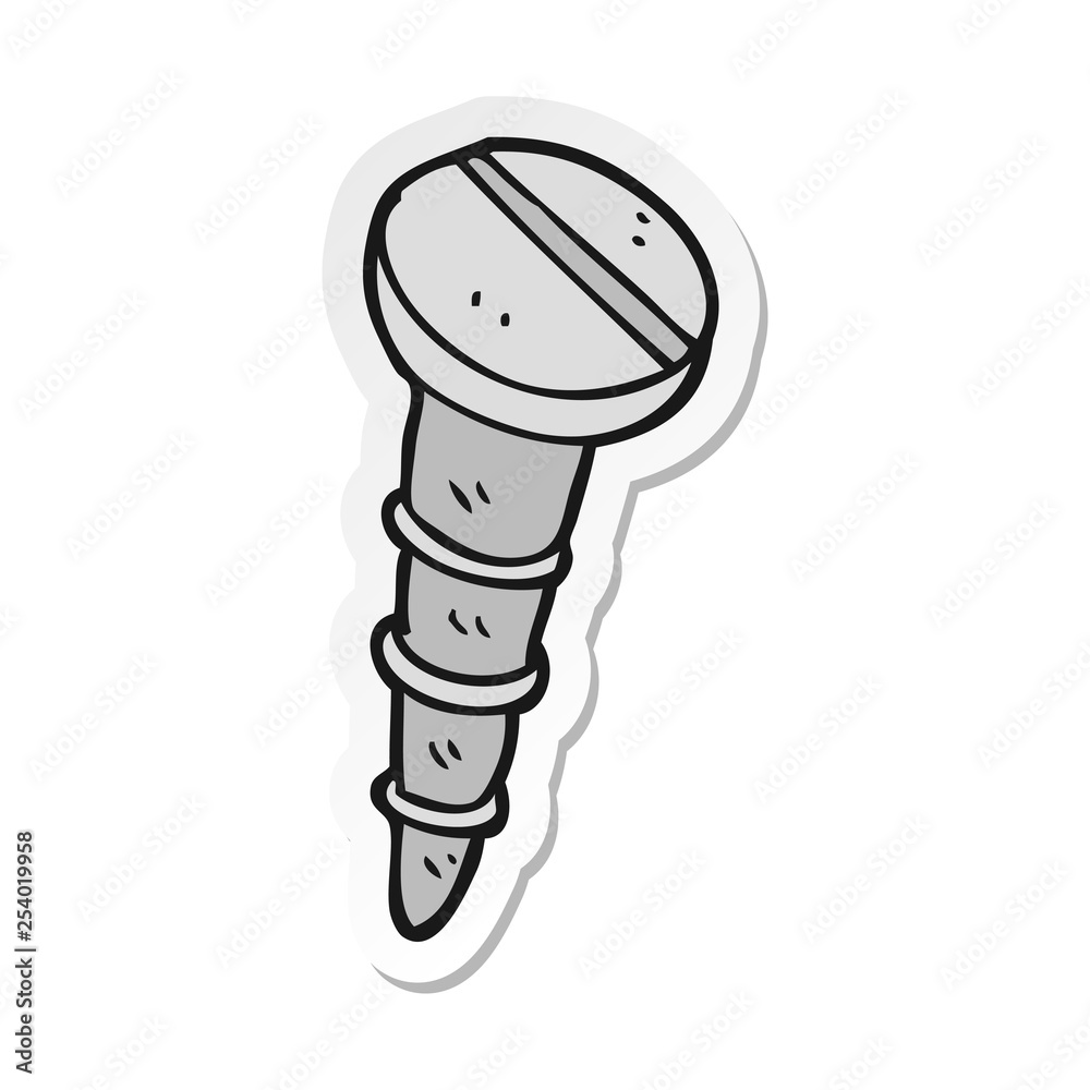 sticker of a cartoon screw