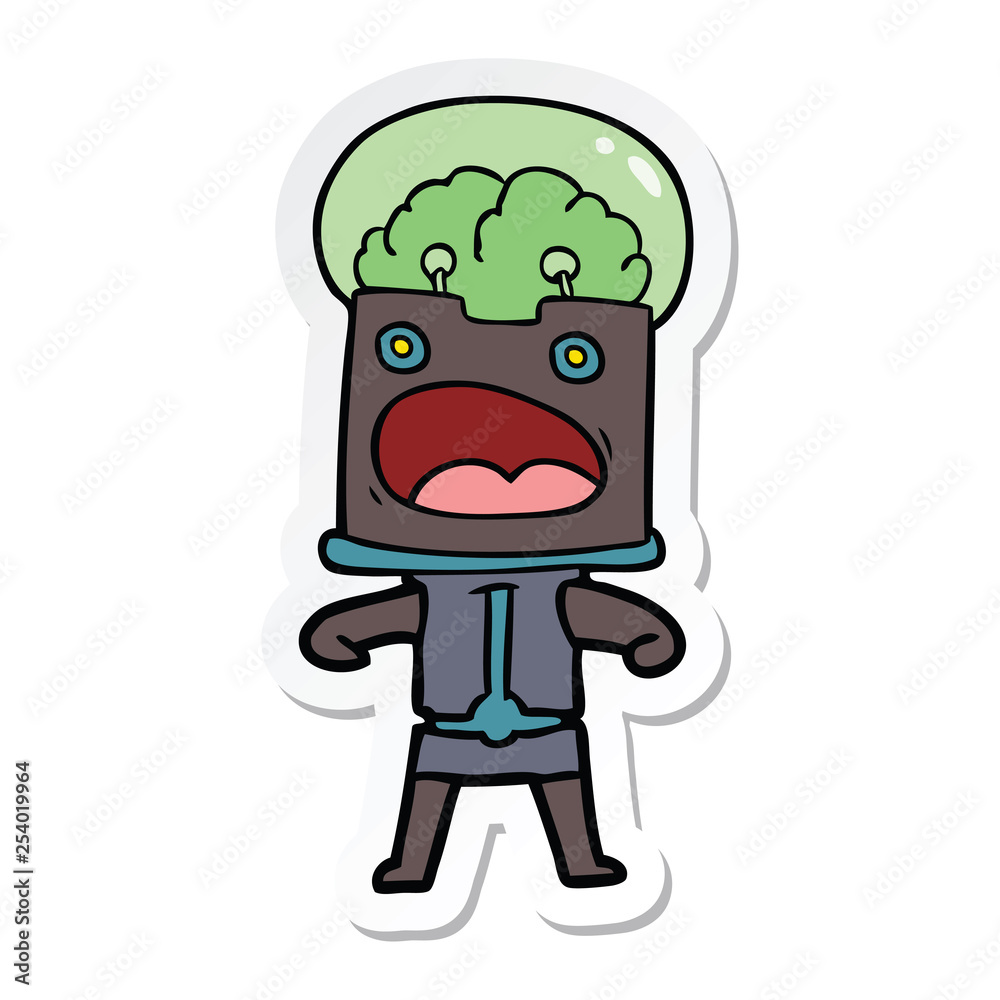 sticker of a cartoon robot sticker of a cartoon robot