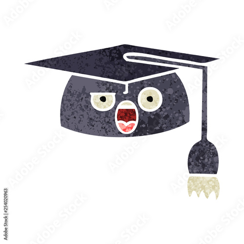 retro illustration style cartoon graduation hat