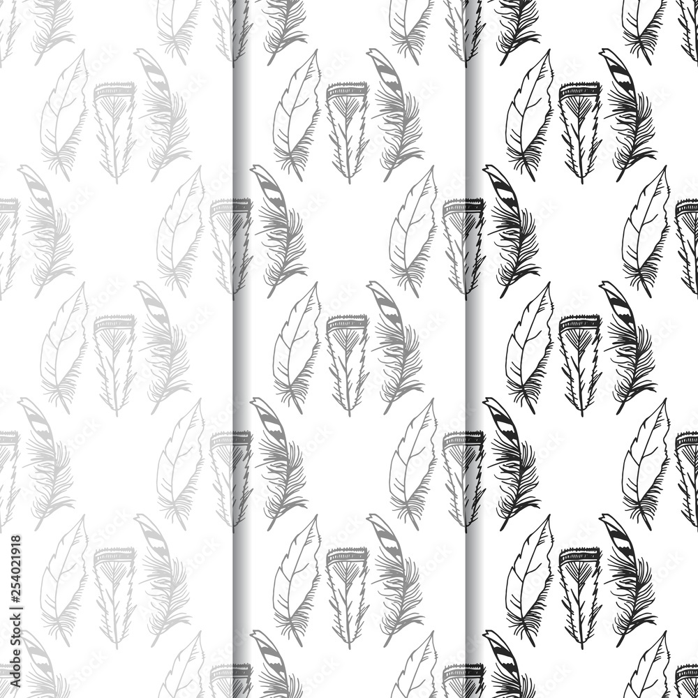 Photography Mockingjay feather seamless pattern hand drawn sketch