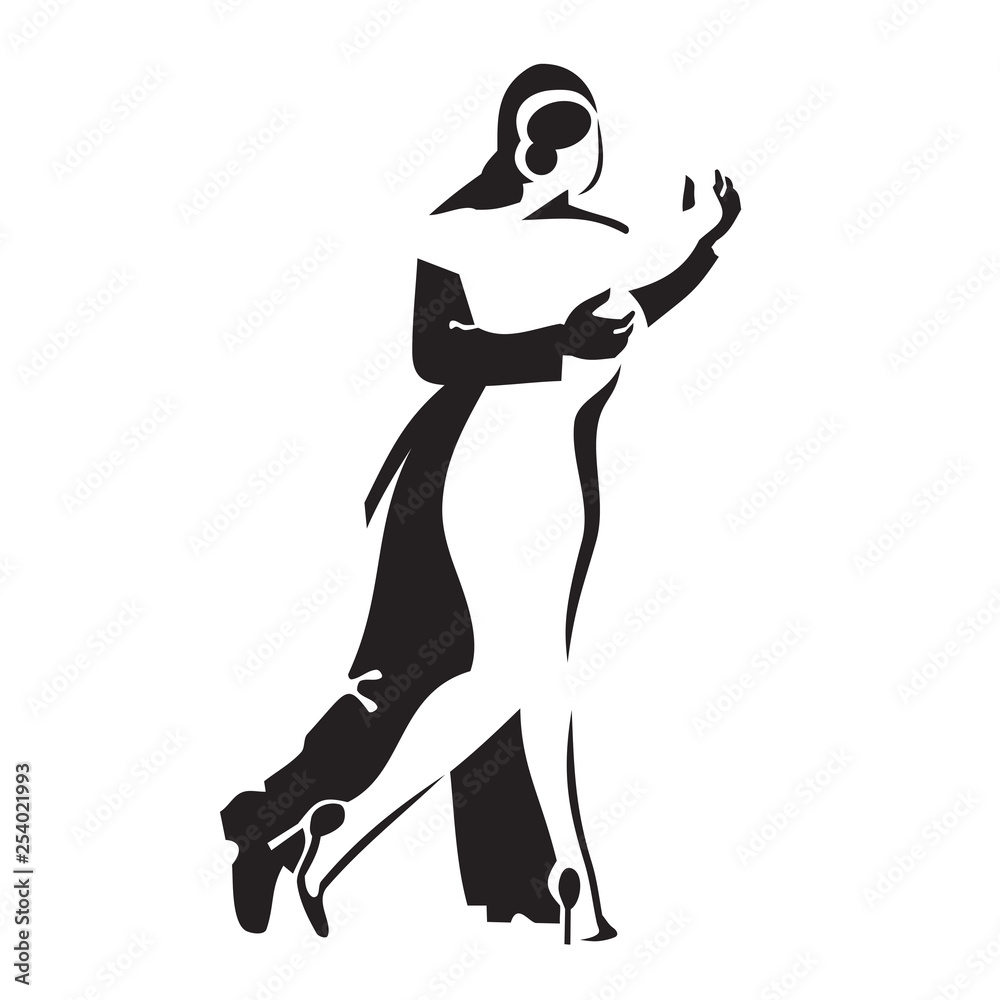 Dancing couple. Stylised image of tango dancers.