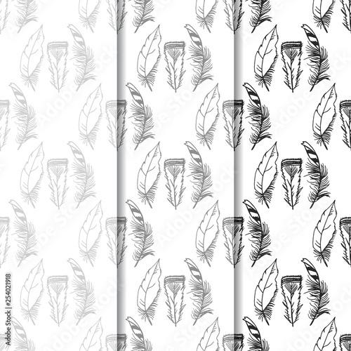 Fotografie Mockingjay feather seamless pattern hand drawn sketch