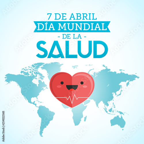 Dia Mundial de la Salud, World Health Day April 7 spanish text, vector illustration