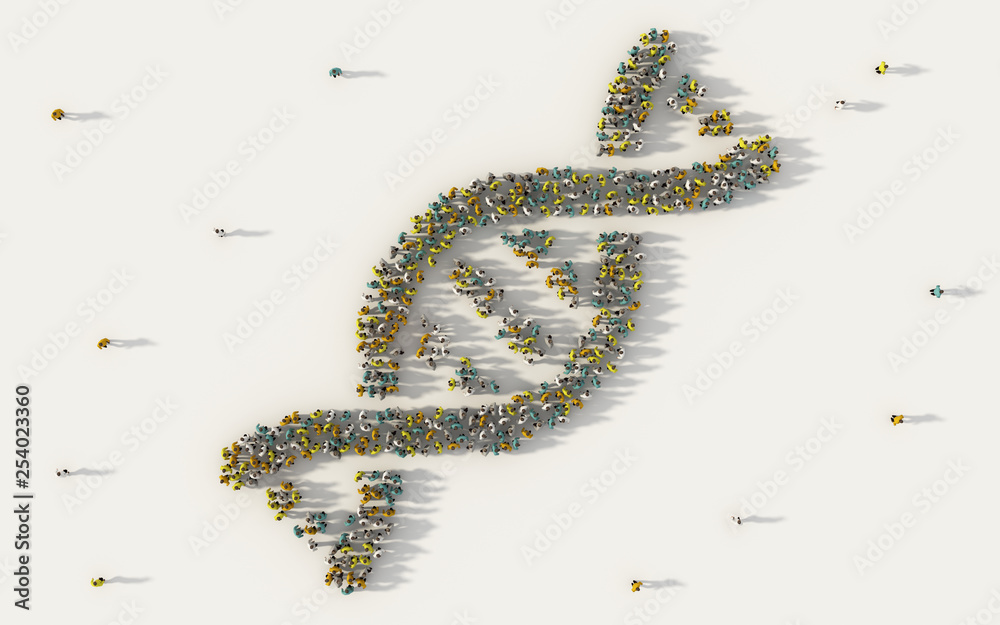 Φωτογραφία Large group of people forming DNA, helix model medicine symbol in social media and community concept on white background