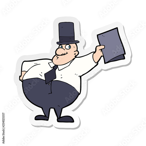 sticker of a cartoon man wearing top hat