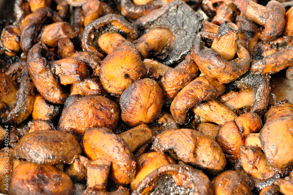 Grilled mushrooms champignons