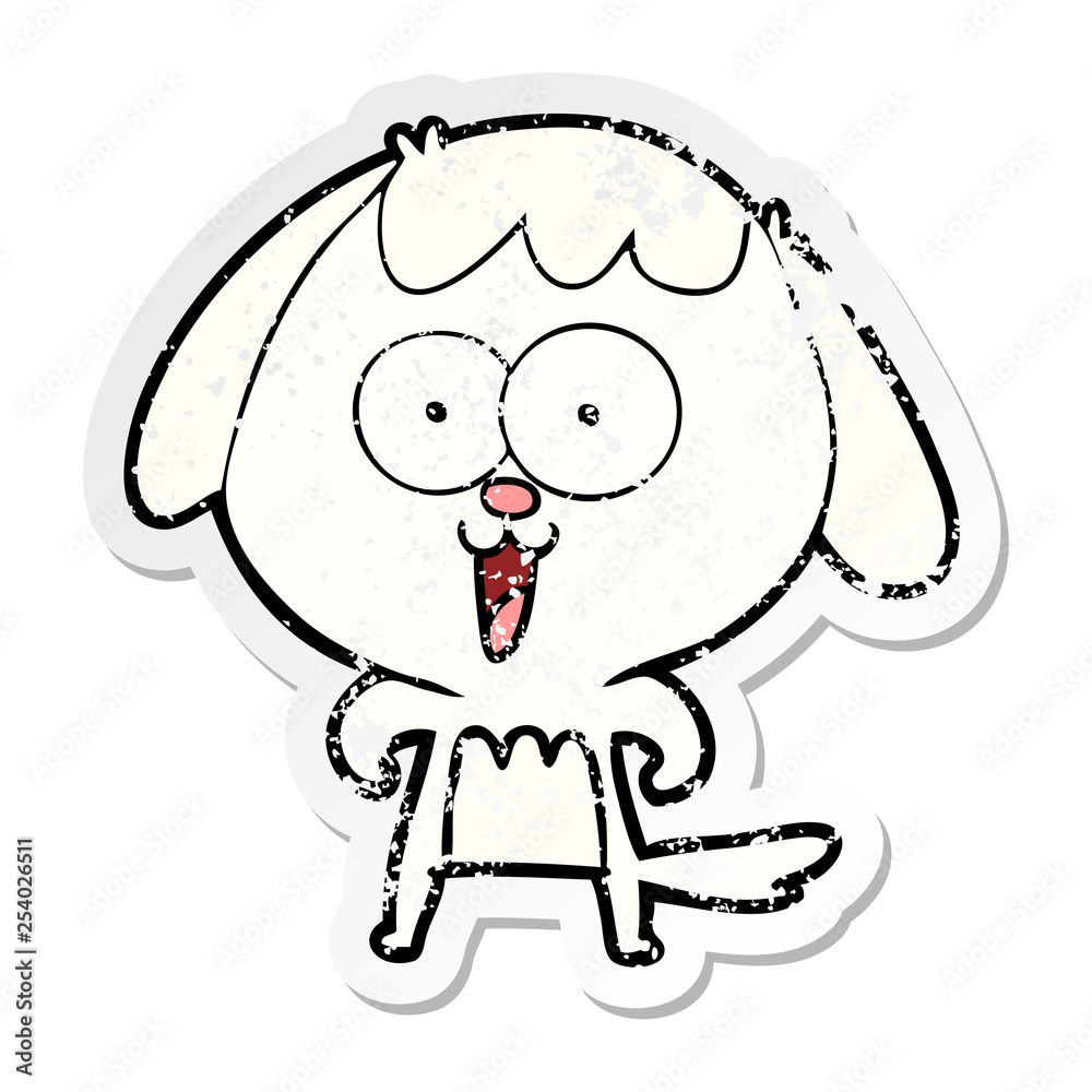 distressed sticker of a cute cartoon dog distressed sticker of a cute cartoon dog