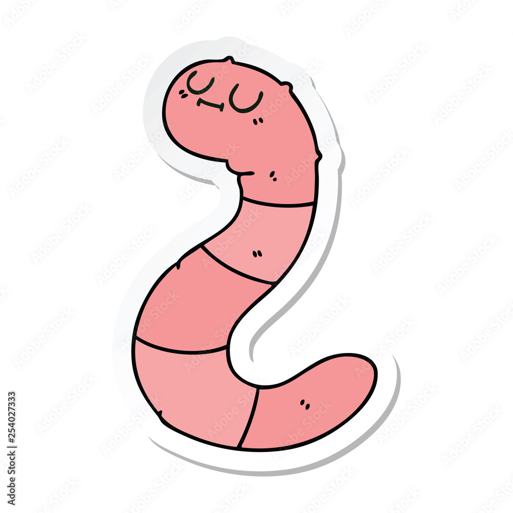 sticker of a quirky hand drawn cartoon worm sticker of a quirky hand drawn cartoon worm
