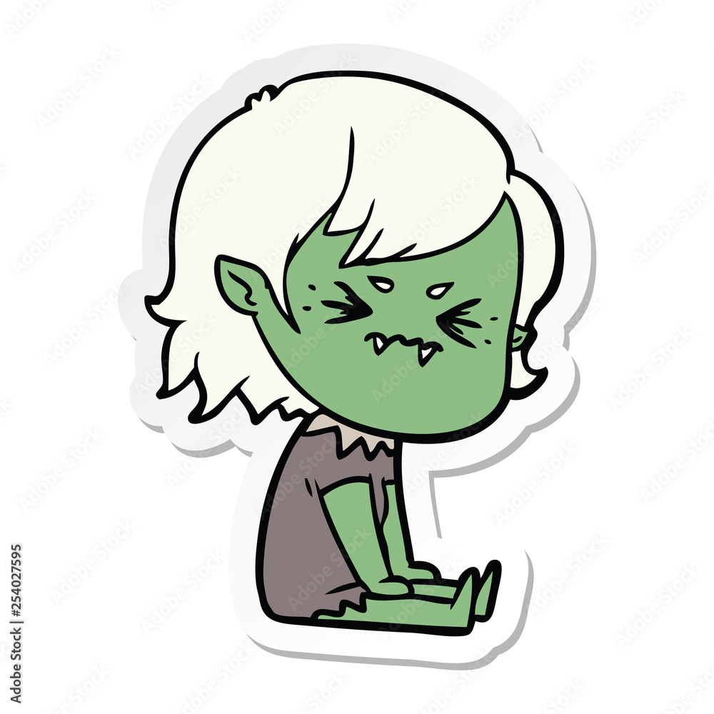 sticker of a annoyed cartoon vampire girl sticker of a annoyed cartoon vampire girl