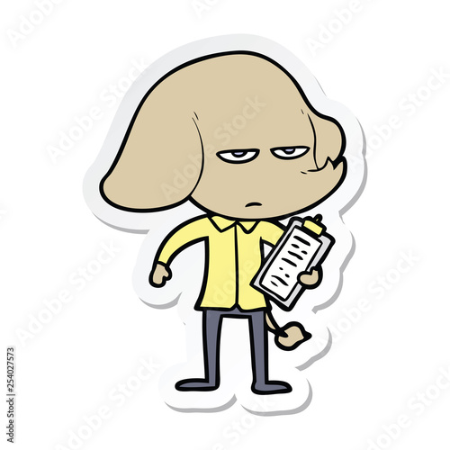 sticker of a annoyed cartoon elephant