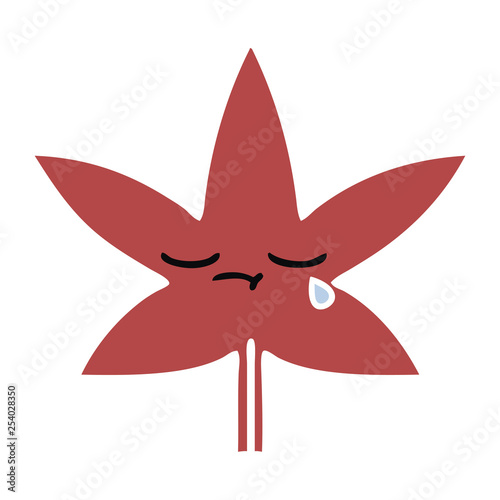 flat color retro cartoon autumnal leaf