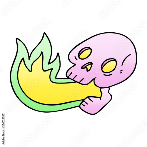 fire breathing quirky gradient shaded cartoon skull