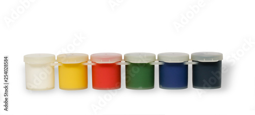 Gouache paint in a container, multi-colored, Packed