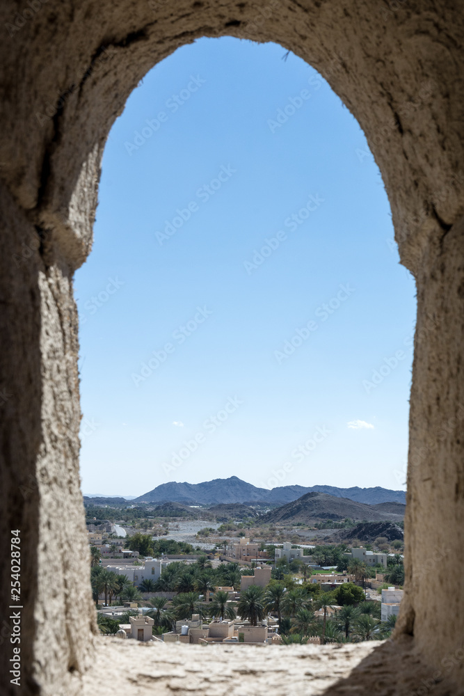 view of the old city through the window