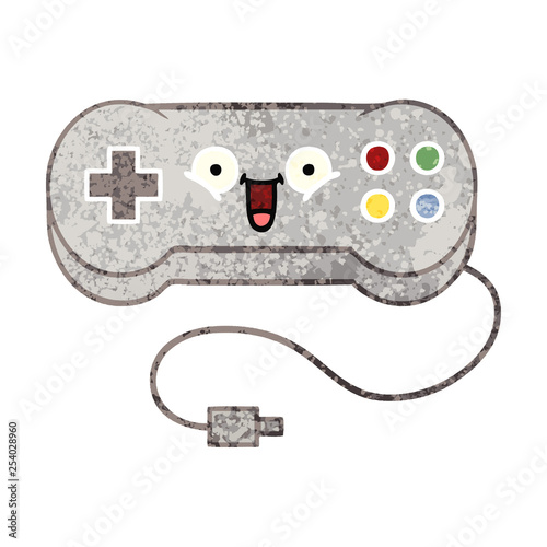 retro illustration style cartoon game controller