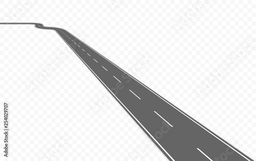 Curved road with markings. Vector illustration