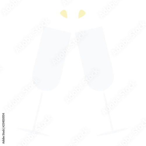 flat color retro cartoon clinking champagne flutes