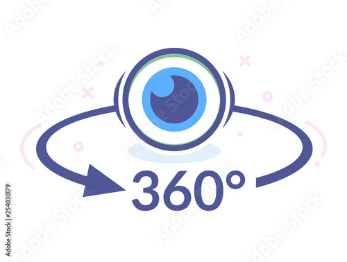 360 degree view vector icon isolated on white background
