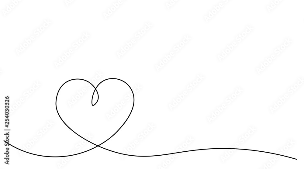 Heart one line drawing, vector illustration Heart one line drawing, vector illustration