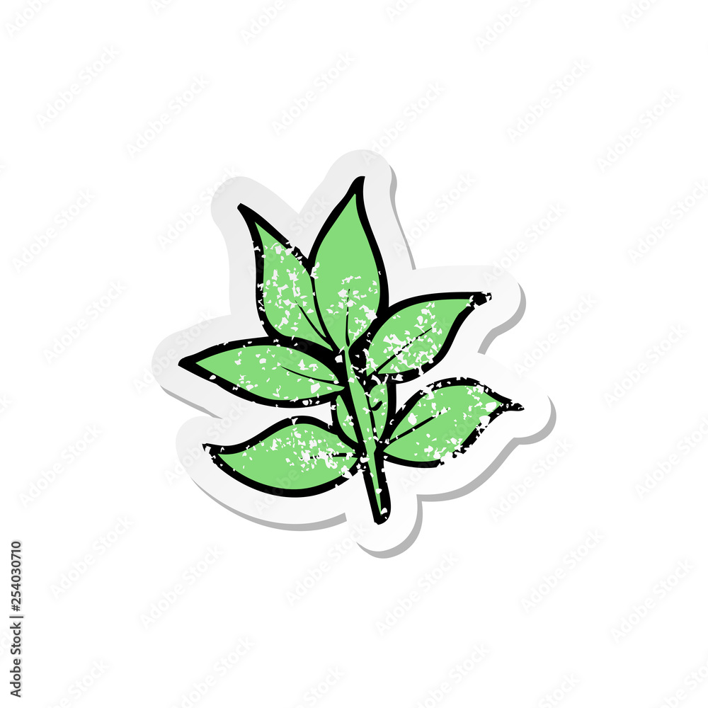 retro distressed sticker of a cartoon leaves
