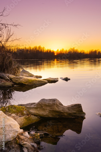 Sunset over lake Lippesee photo