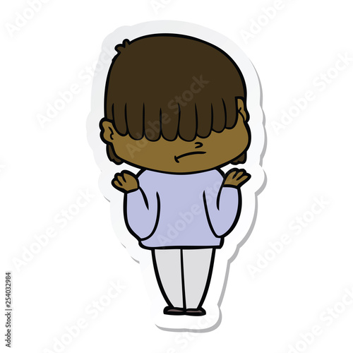 sticker of a cartoon boy with untidy hair