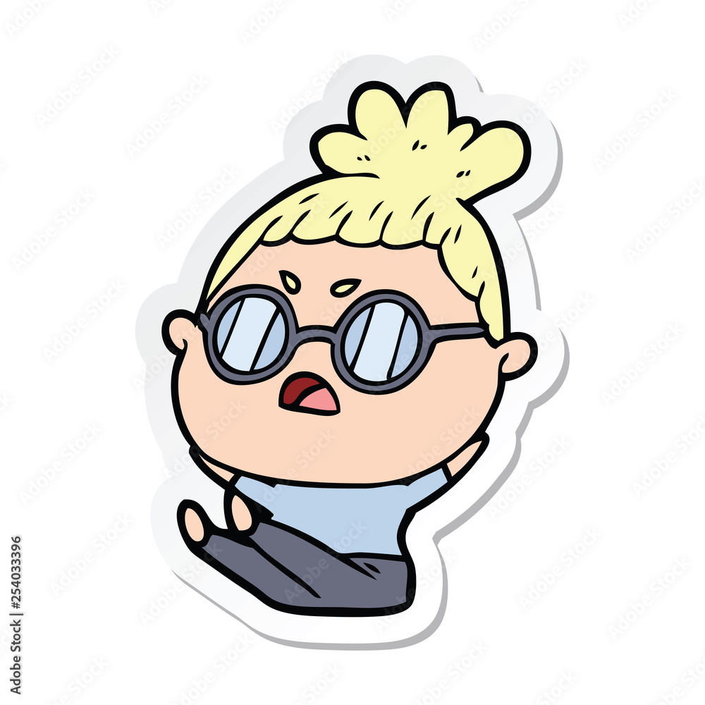 sticker of a cartoon annoyed woman
