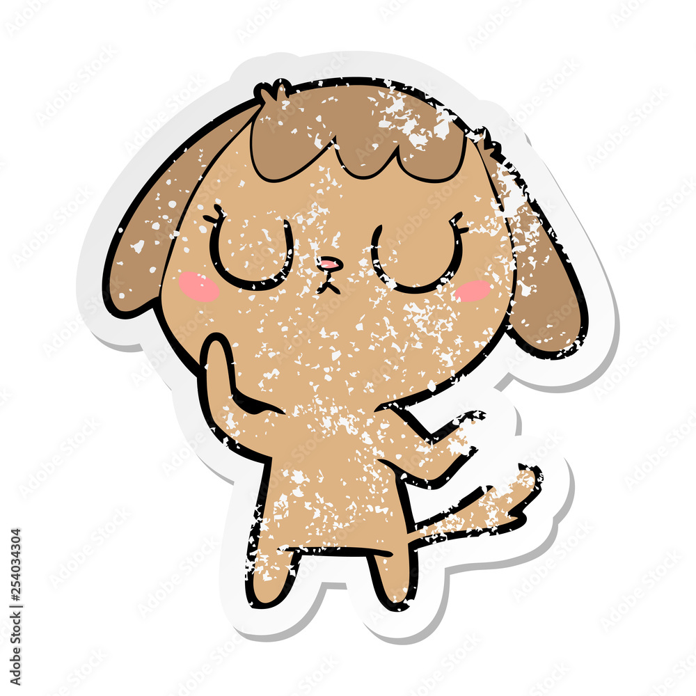Obraz premium distressed sticker of a cute cartoon dog